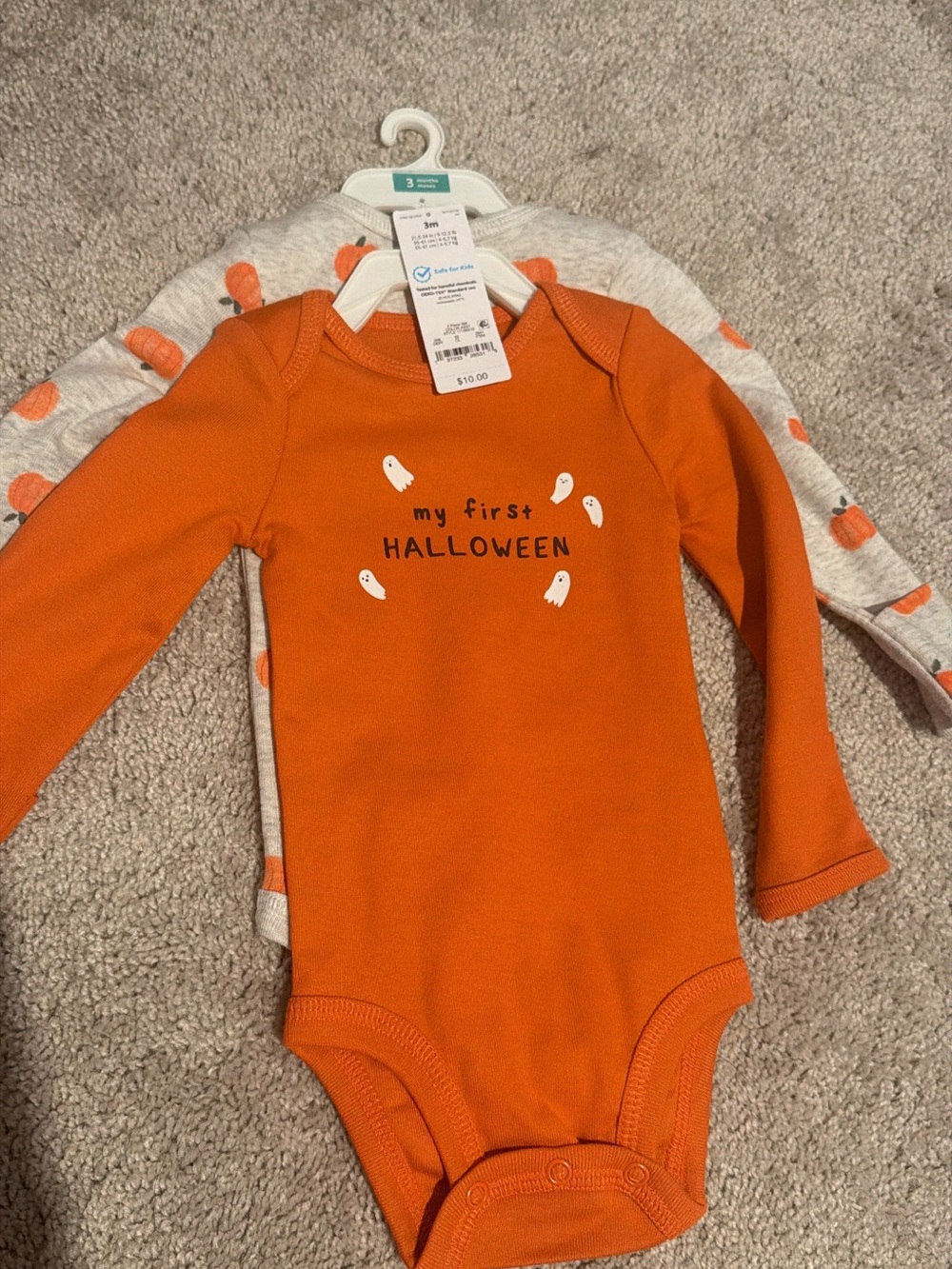 Orange 'My First Halloween' Long-Sleeve Baby Bodysuit